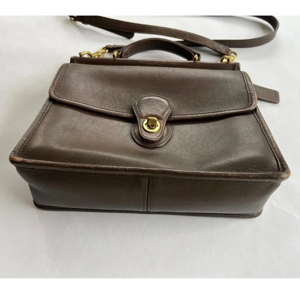 Vintage Coach Brown Leather Court Willis Bag No. F13-9927 Crossbody, Top Handle - Picture 3 of 9